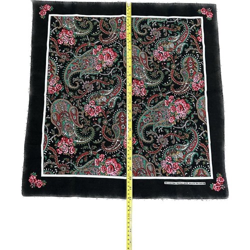 Vintage Wamcraft Floral Paisley Handkerchief Bandanna Black 14193 USA Made 50/50 - Picture 5 of 5