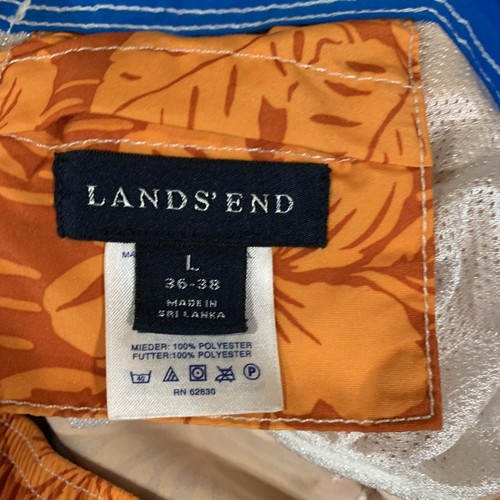 Lands End Swim Trunks Mens Large Orange Floral Drawstring Waist Mesh Lined - Bild 11 von 12
