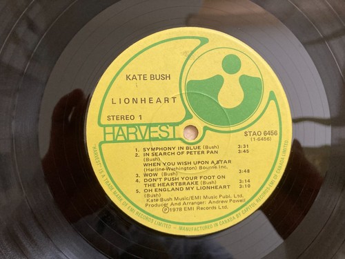 Kate Bush _ Lionheart _ Vinile LP 33giri Embossed _ 1978 Harvest Canada 1st p - Foto 5 di 5