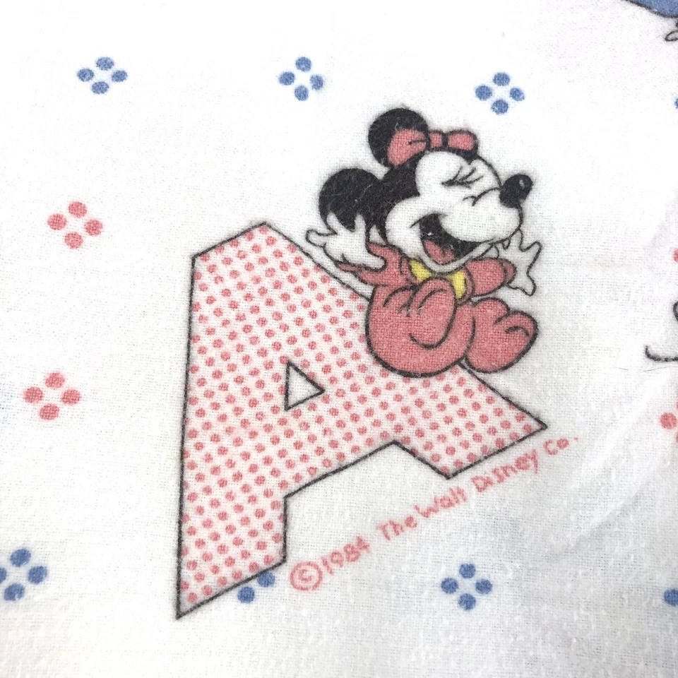 Juego de sábanas ajustables vintage de Disney 1984 Mickey Minnie Pluto Baby ABC 2 piezas Foto 2 de 4