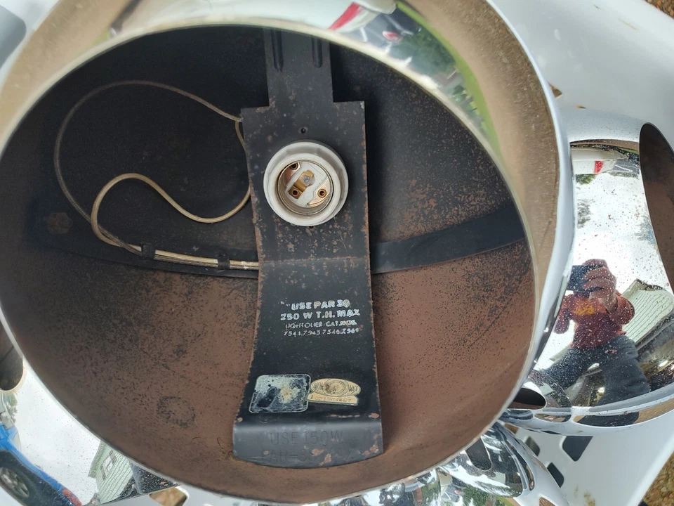 vintage mcm mid century modern chrome track eyeball lightolier light - Image 2 of 4