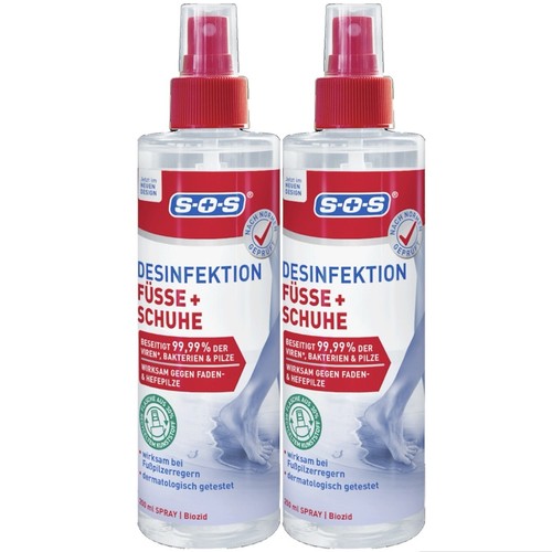 SOS Desinfektion Spray Schuhe Füße Schuhdeo Fußdeo 2 Stück je 250ml - Bild 1 von 9