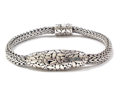 ATI ID 925 Sterling Silver 4mm Thick Braided Balinese Bracelet 7'' Jewelry 26.6g