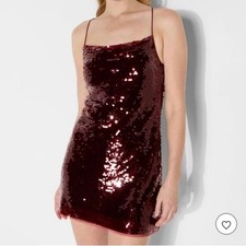 Burgundy Paillette Mini Shealth Dress.