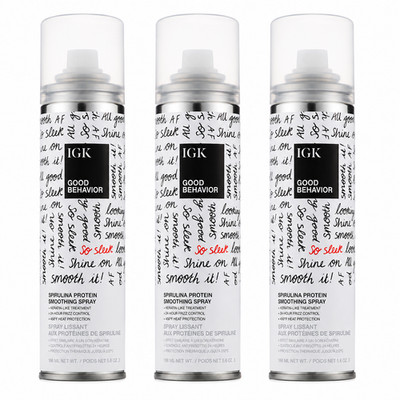 IGK Good Behavior Spirulina Protein Smoothing Spray 5.6 oz 186ml Pack of 3
