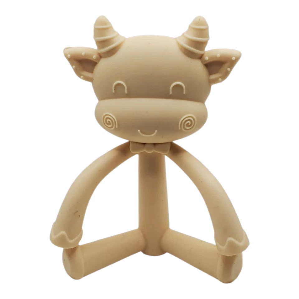 bundle baby teether beige cow,  star pacifier holder w/pacifier, chewing wheel - Image 4 of 4