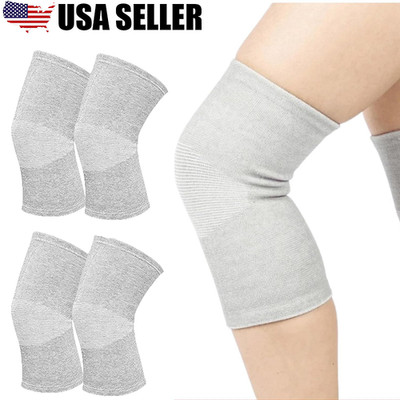 2Pairs Bamboo Knee Sleeve Elastic Compression Knee Brace Warm Breathable Pads US