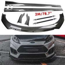 Carbon Fiber Front Bumper Lip Spoiler Body Kits Side Skirt For Ford Fiesta 10-22