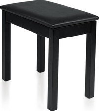 Deluxe Wooden Keyboard Piano Bench W/ Flip-Up Storage Compartment Black