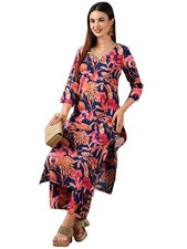GoSriKi Women's Cotton Blend Straight Printed Kurta with Palazzo