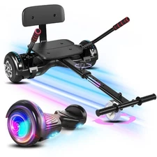 6.5'' Hoverboard & Adjustable Go Kart Seat LED light Self-Balancing Bluetooth