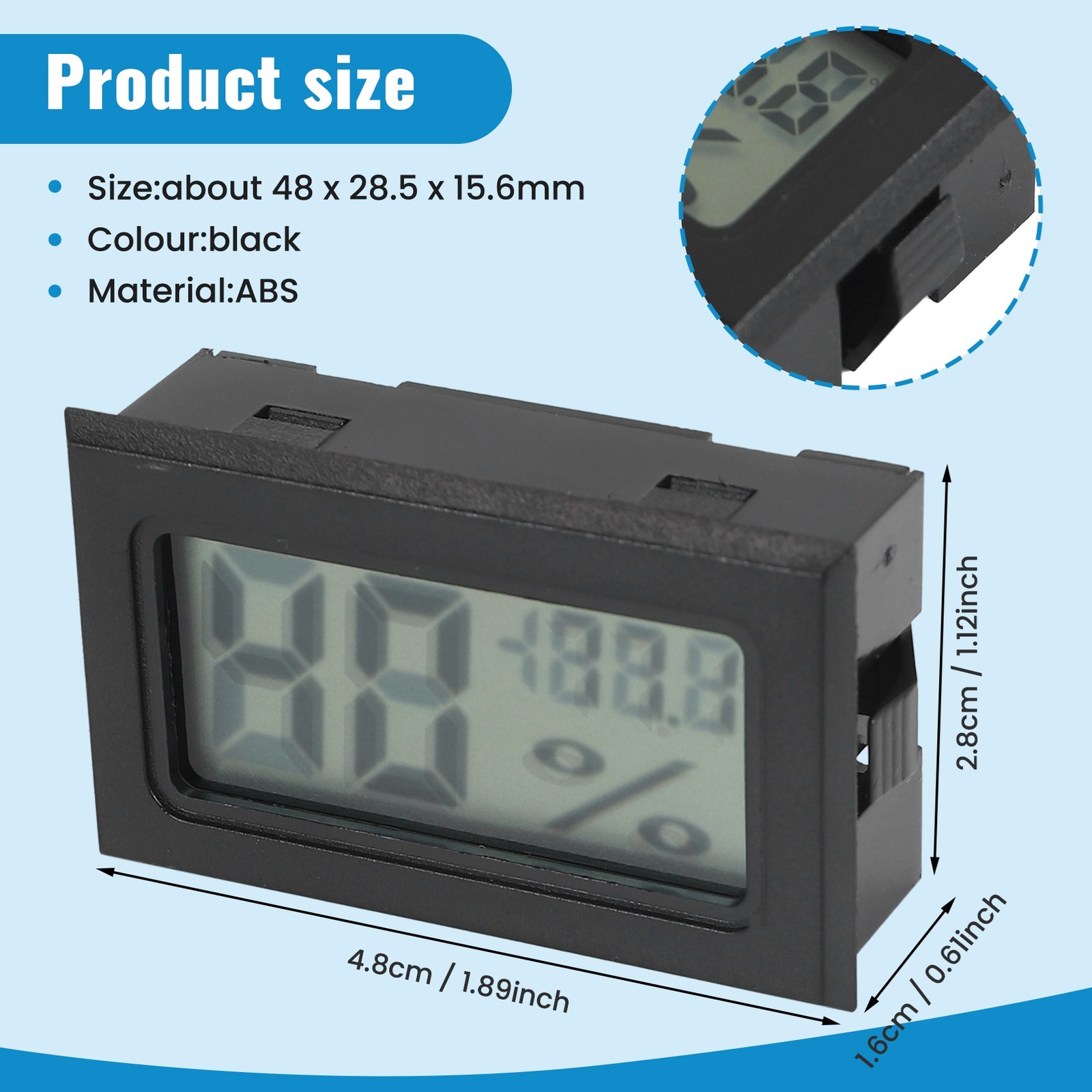 6Pack  Hygrometer Indoor Humidity Meter Hygrometer Digital Thermometers1346