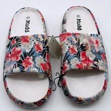Mudd Aloha-01LP Womens Floral Slide Sandals Size 11 Blue Pink Tropical Summer