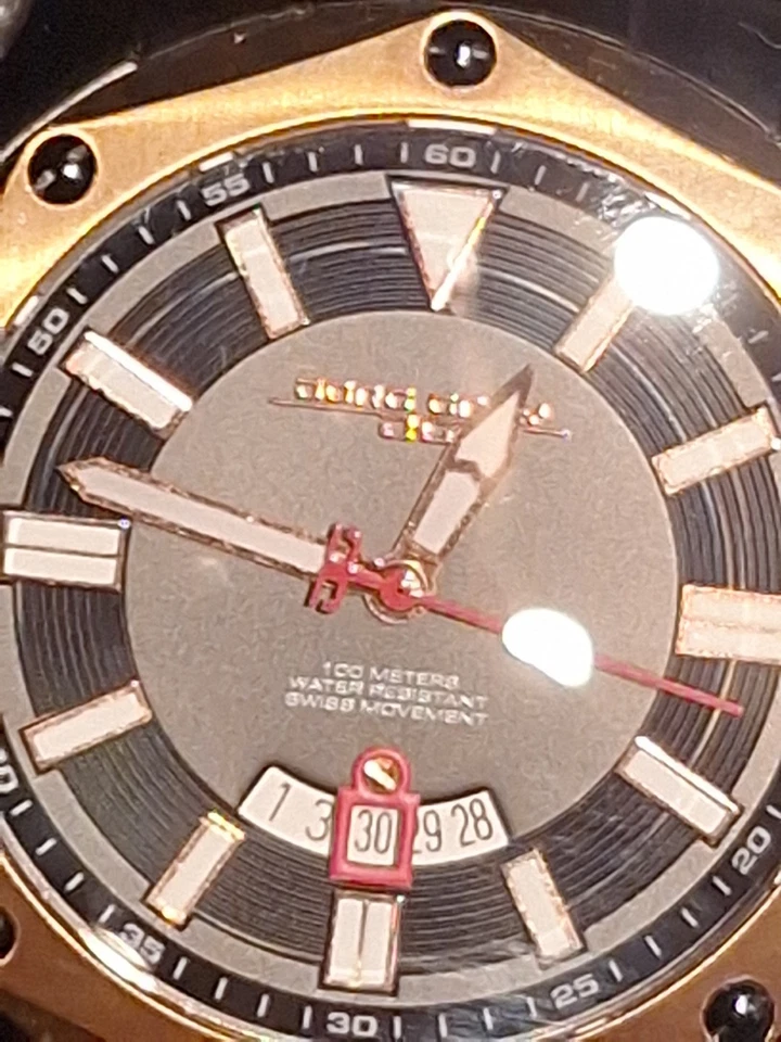 Jorge Gris 45M/100M Acero Inoxidable Cristal Zafiro Negro Y Dorado Funcionando Bien Foto 2 de 4