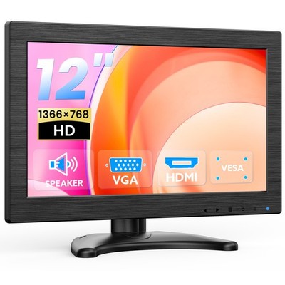 Eyoyo 12'' Monitor 1366x768 HDMI VGA For PC/CCTV Security Camera /RasPi Screen