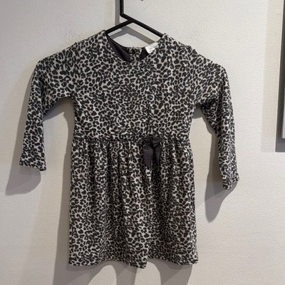 Zara Girls Leopard Casual Dress Size 2/3 Years Old With Bow