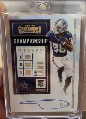 2020 Contenders CeeDee Lamb Cowboys Championship Rookie Ticket Auto #11/49