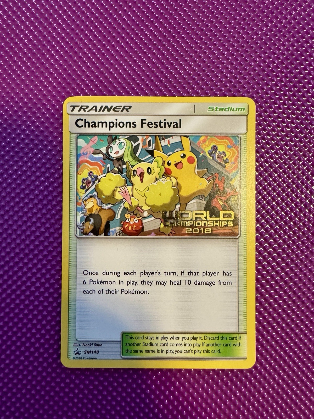 STAFF Pokemon Champions Festival SM148 Black Star Promo Card Pokemon Worlds 2018