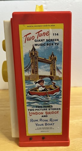 Vintage 1966 Fisher Price Toys GIANT SCREEN MUSIC BOX TV Two Tunes TV #114 Works - Picture 4 of 4