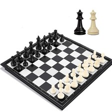 Travel Chess Set, 10 inch Magnetic Chess Board with 2 Extra Queen Portable