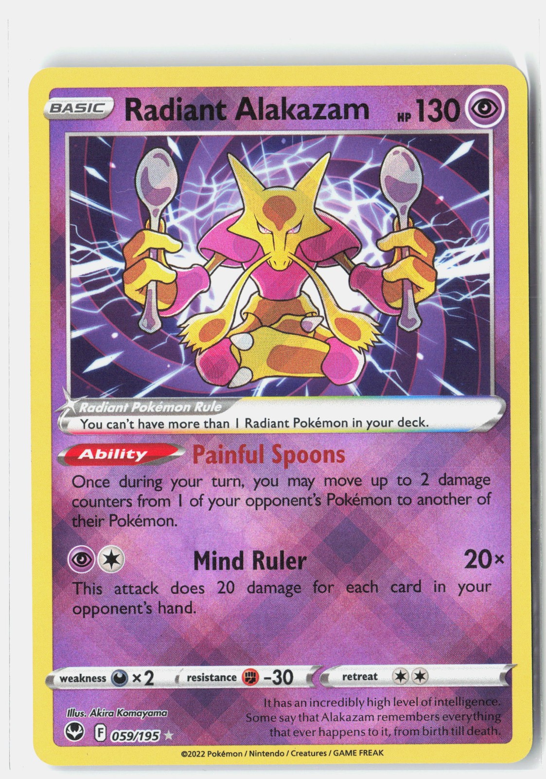 Radiant Alakazam Radiant Rare Holofoil SWSH12: Silver Tempest 059/195 NM