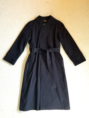 #ad Mens Coat CLAIBORNE black microfiber trench w zip in liner button belted 38R $49.99