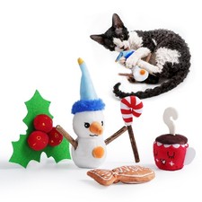 PURETOY Christmas Cat Toys - 5PCS Catnip for Cats Theme, Multi
