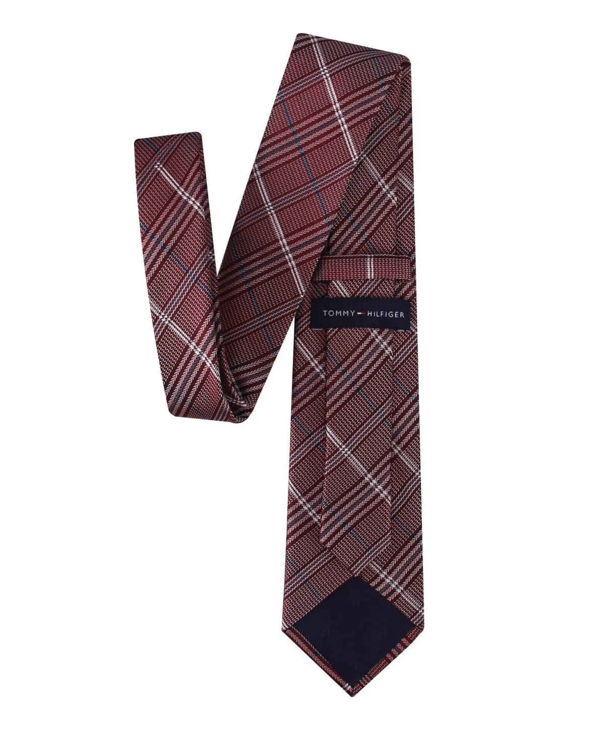 Tommy Hilfiger Men's Jeffrey Plaid Tie Dark Red OS NWT - product detail image 5