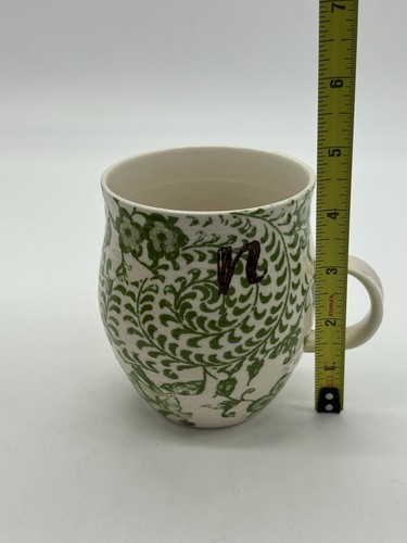 Anthropologie Monogram "n" Mug w/ Green Flower Background - Picture 3 of 4