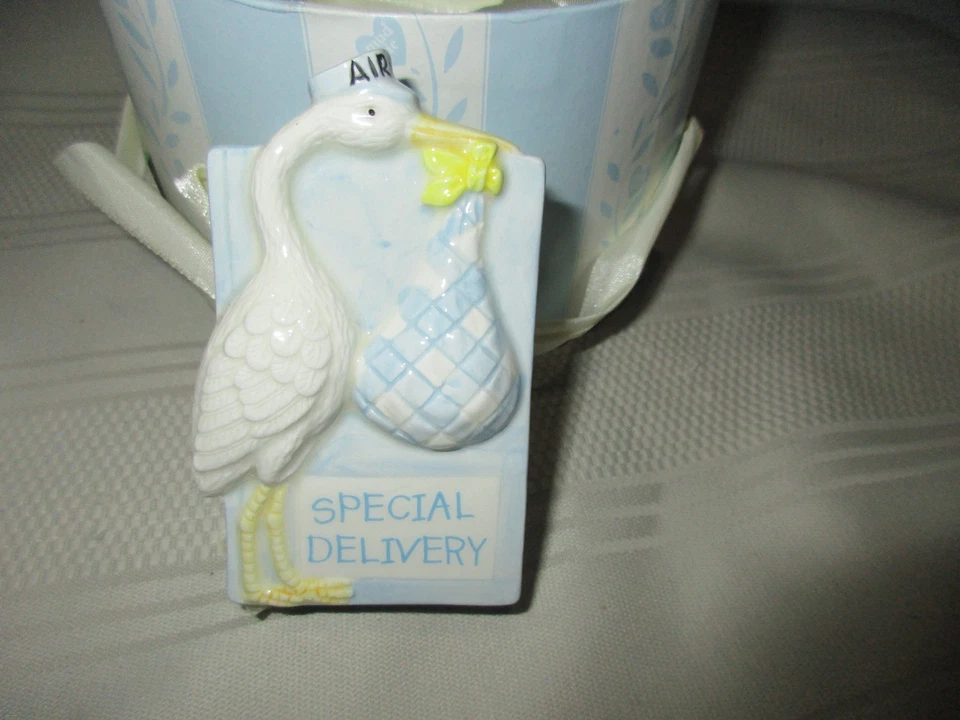 Torta de lama entrega especial bebê menino porcelana azul caixa articulada na caixa do chapéu 2001 - Imagem 2 de 4