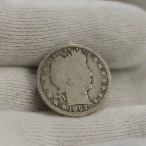 1892 US Barber Silver Quarter 25c G (Cleaned)