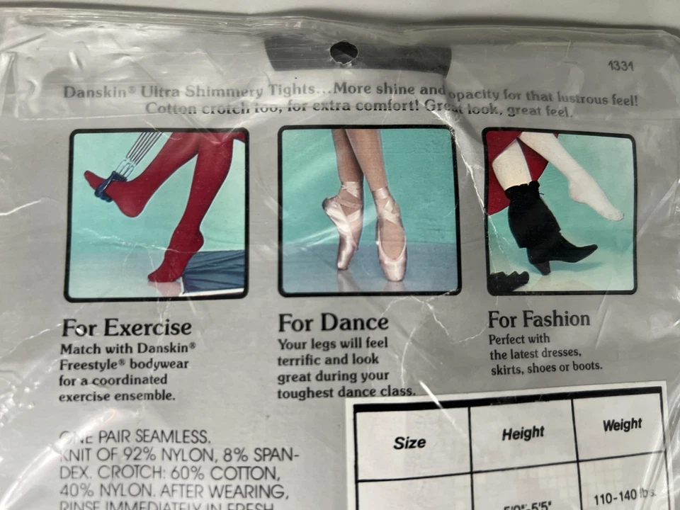 Винтажные женские леггинсы Danskin маленькие черные ультра мерцающие стремена сделано в США 90-е - Изображение 4 из 4