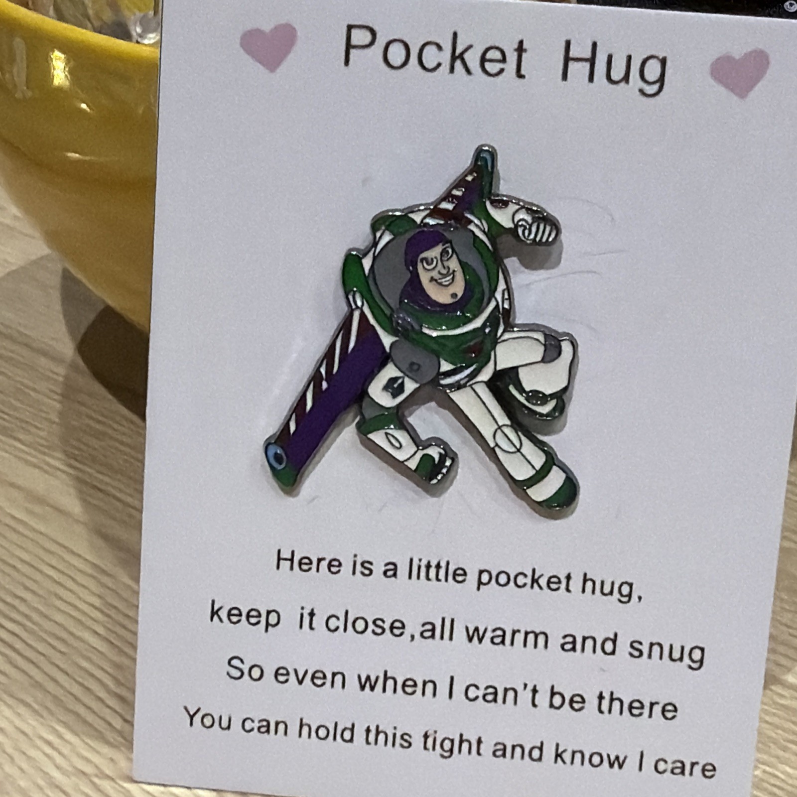 Toy Story buzz lightyear pin badge charm pocket hug collector item smiling image 2