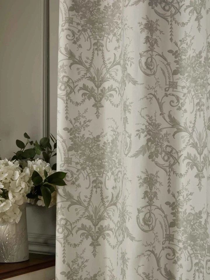 Laura Ashley DOVE GREY Tuileries BLACKOUT Lined Eyelet Curtains W168 Drop182cm - Image 2 of 3