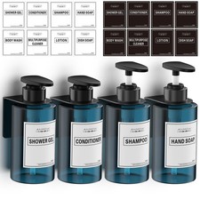 Shampoo and Conditioner Dispenser Set of 4/10.2oz , No Drill Soap Dispenser ...