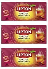 3 x Lipton Black Tea ENGLISH BREAKFAST - 3 x 25 tea bags / 50g