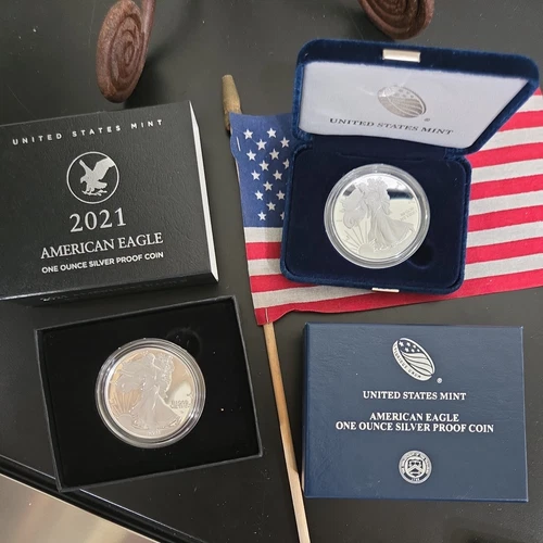 2021-W American Silver Eagle Proof Coins, Type 1 and Type 2, 21EA, 21EAN