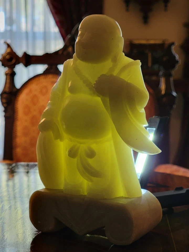 玉佛雕像立式手工雕刻100%天然石材半透明  — 第 3/4 张图片