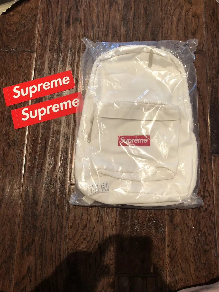 Supreme canvas backpack white sales