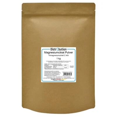 Magnesiumcitrat Pulver | 1 kg Trimagnesiumcitrat E345i | Hohe Bioverfügbarkeit - Bild 1 von 4