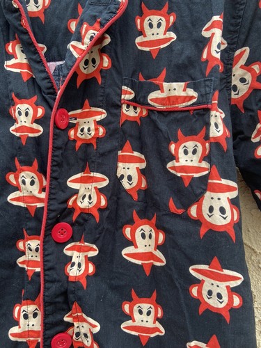 Vintage Paul Frank Button Up Shirt Size M Devil Monkey Head Print All Over Rare - Picture 3 of 7