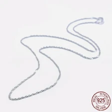 Solid 925 Sterling Silver Twisted Diamond Cut Snake Chain Singapore Necklace N8