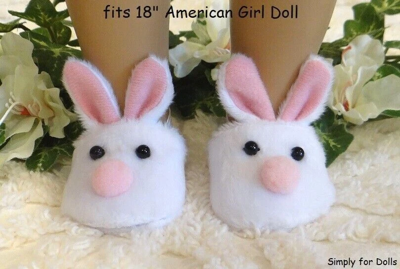 PINK &amp; Bunny Rabbit Slip-On SLIPPERS fits 18&#034; American Girl DOLL eBay