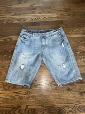 Flypaper men’s blue denim jean shorts size 38 distressed