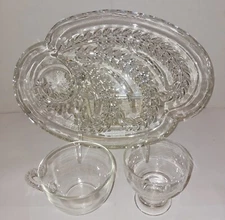 Vintage Federal Glass Co. 12 Piece Snack Set 4 Plates 4 Cups 4 Juice/Cocktail
