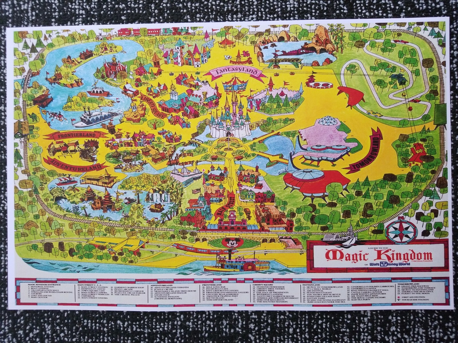 1970s Magic Kingdom Retro Map Poster 13x19 Satin Finish Wall Art