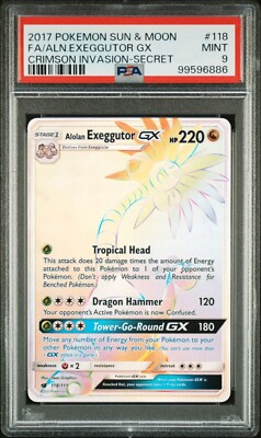 PSA 9 MINT Alolan Exeggutor GX 118/111 Crimson Invasion Secret