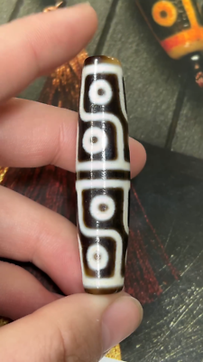 Pure Tibetan Buddhism Agate 12 Eyes Totem Dzi Bead Amulet Necklace