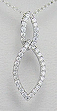 Solid Sterling Silver Infinity Twist CZ Pendant 30mm = 1.18" Long 2.6g  $