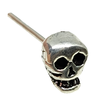 Totenkopf Nasenstecker 22G (0,6Mm) 925 Sterling Silber Gerade L Biegbar Schmuck
